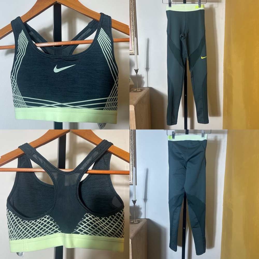 Nike Pro Women's Hyperwarm Athletic Set Sports Bra & Leggings Running Size XS